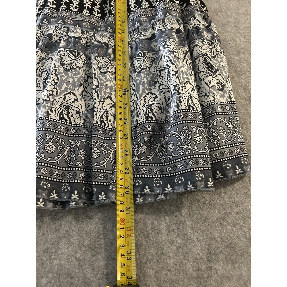 Chaudry KC 100% Cotton Boho Paisley Blue White Pull On Elastic Lined Skirt M - Picture 9 of 9